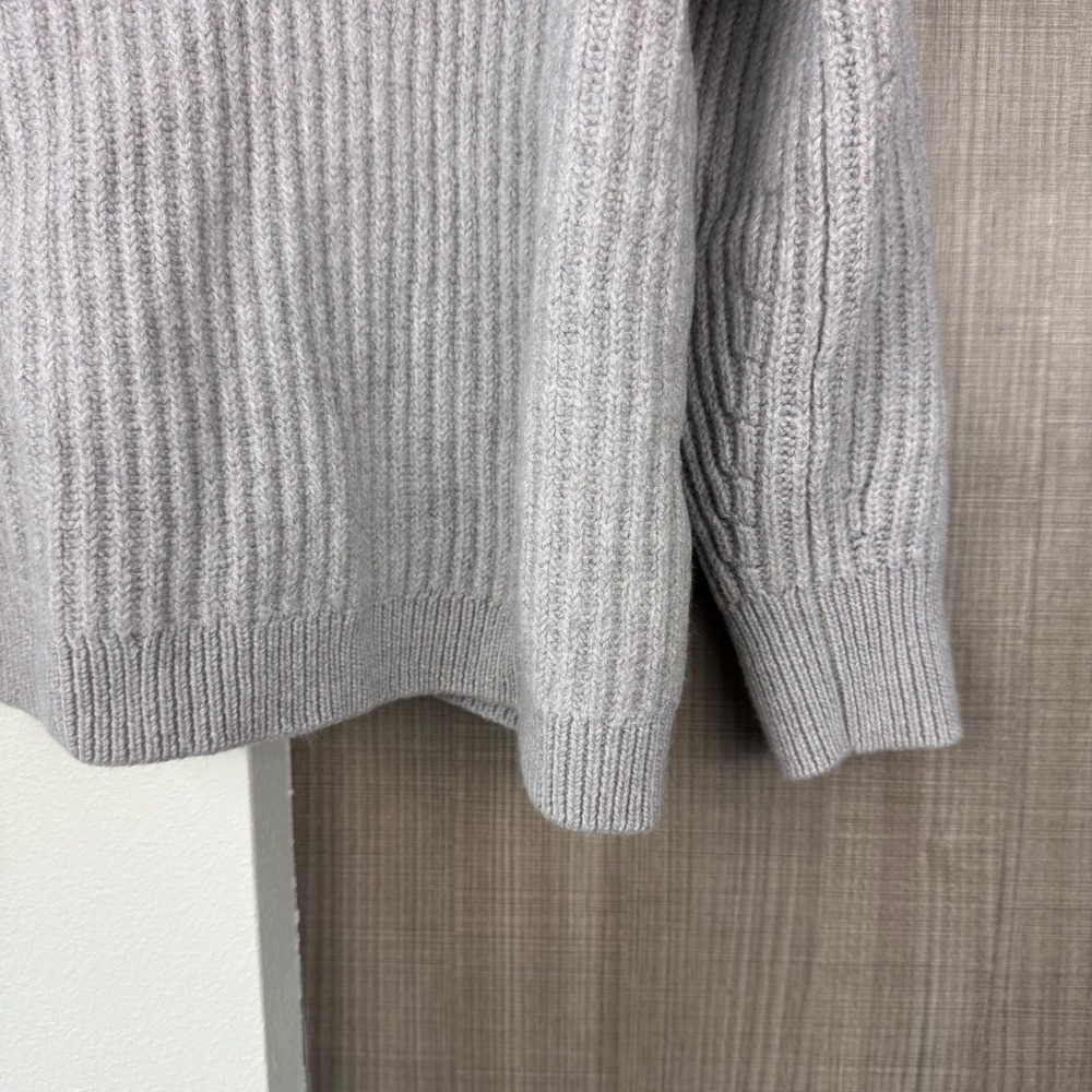 Babaton‎ Aritzia Gray Roger V Neck Sweater Merino Wool Womens Large Heavy Ribbed - Picture 5 of 11